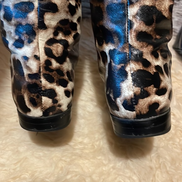 Italian over the knee leather animal print boots - Picture 5 of 8